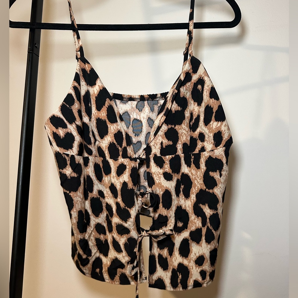 Leopard Print Tie Up Going Out Top